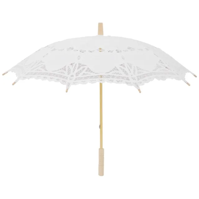 80cm Victorian Lace Embroidery Wedding Umbrella Bridal Parasol, white Y7P3