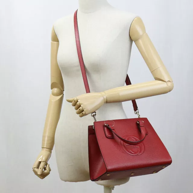 GUCCI 607722 2WAY Small Tote Bag Soho leather Red Women $1,120.00 ...
