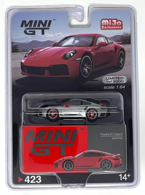 Chase! Mini GT 1:64 Porsche 911 Turbo S Guards Red Diecast Model Car MGT00423