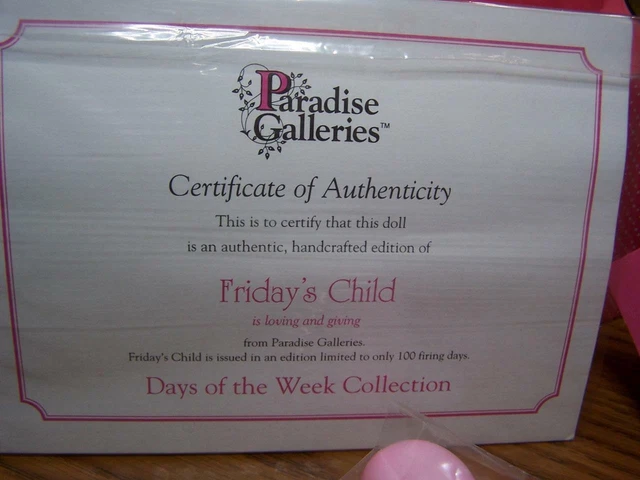 Paradise Galleries Porcelain Doll Treasury Collection  Premier Edition Friday's 2