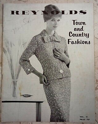 Reynolds 1958 Town & Country Fashions Vol 21 de colección tejido crochet patrón traje de vestido