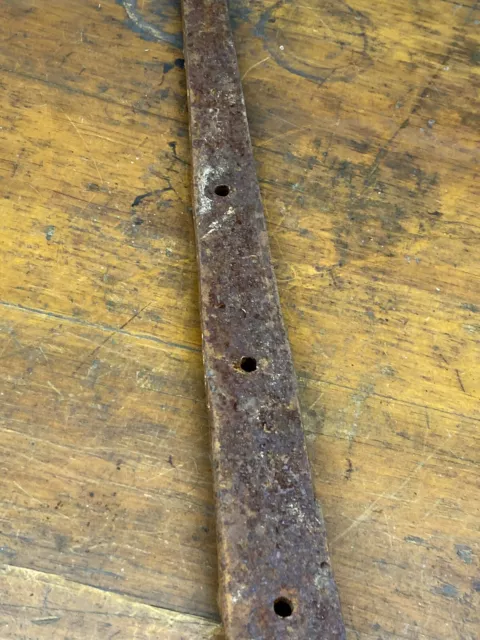 Antique 30"L Iron Strap Hinge w/ Spade Tip ~ Hand Forged Old Barn Door Hardware 11