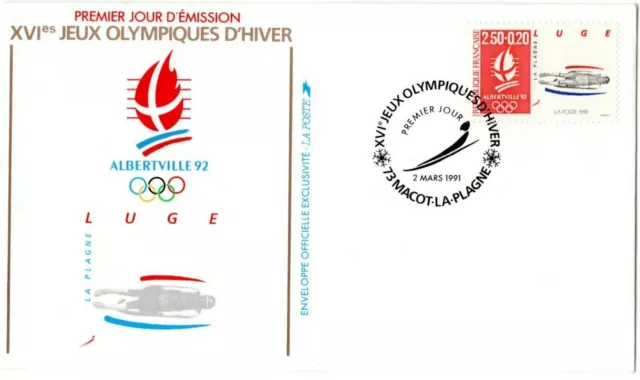 2679+ FDC  ENVELOPPE 1er JOUR  CEF JEUX OLYMPIQUES MACOT  LA PLAGNE  LA  LUGE