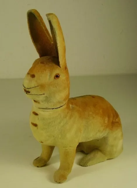 Antiker Osterhase Füllbox Pappe - Masse - Tuchstaub vor 1945