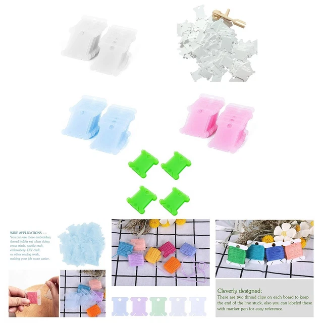 200 Bobines En Plastique Pour Fil à Broder - Bleu Ou Rose - Organisateur Point De Croix, Couture, Laine - 6