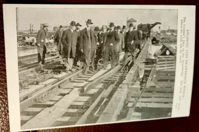 Early RPPC Train Atlantic City Drawbridge Wreck Postcard Derailment Wilbur Downs