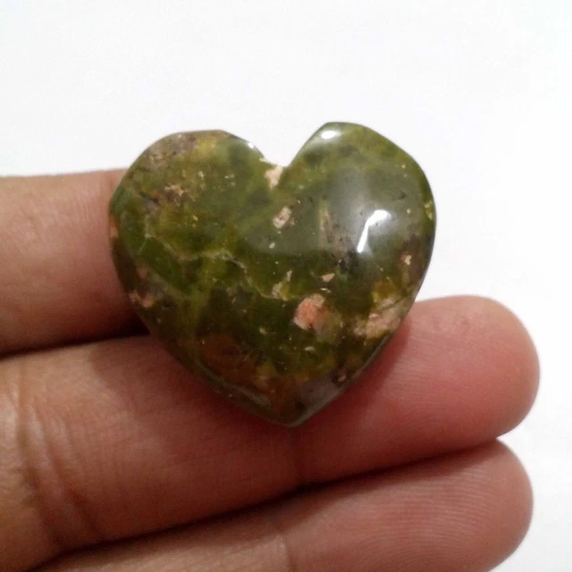 Cabochon a forma di cuore di diaspro naturale Unakite 64,25 Crt Gemma...