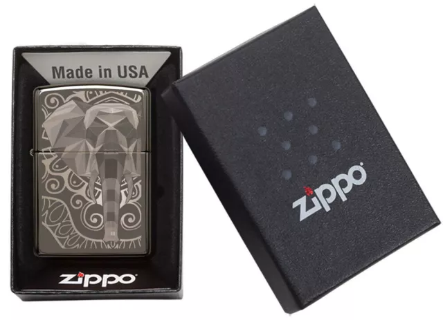 Fancy Black Ice Elephant ZIPPO LIGHTER