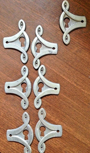 1900 Lot Of 7 Art Nouveau Unused Copper Escutcheons Key Hole Cover Jugendstil