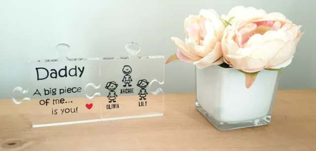 Personalised Pair Of Acrylic Freestanding Jigsaw Puzzle Fathers Day Gift For Dad