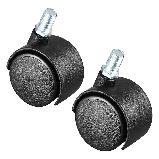 2 Pcs 1.5 Inch Swivel Caster Wheels Nylon 360 Degree Threaded Stem M8 x 15mm