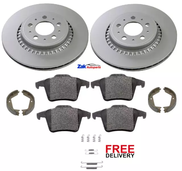 For Volvo Xc90 Rear Brake Discs & Pads Handbrake Shoes & Fitting Kit Set New