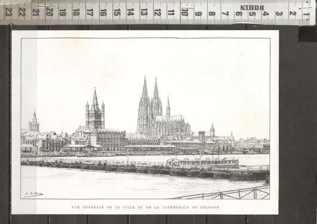 G523 / Engraving / General View Of The City And Cathedral Of Cologne