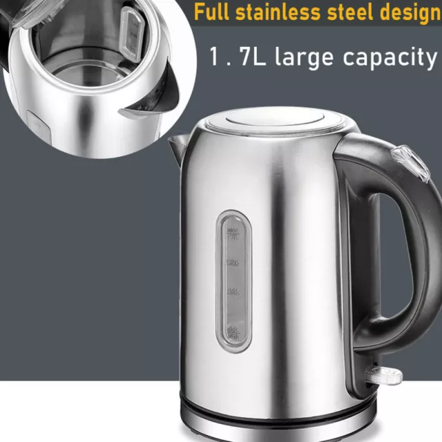 1.7L Buckingham Kettle Quiet Boil Brushed Stainless Steel 2.2kW