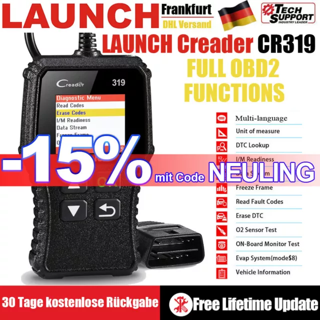 Launch CR319 Profi OBD2 Diagnosegerät Auto KFZ Scanner für VW Audi BMW Benz Opel