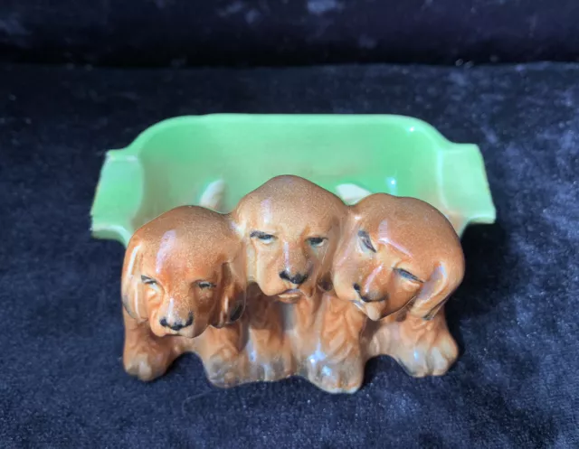 Vintage Beswick Spaniel 3 Dog Ashtray - #916