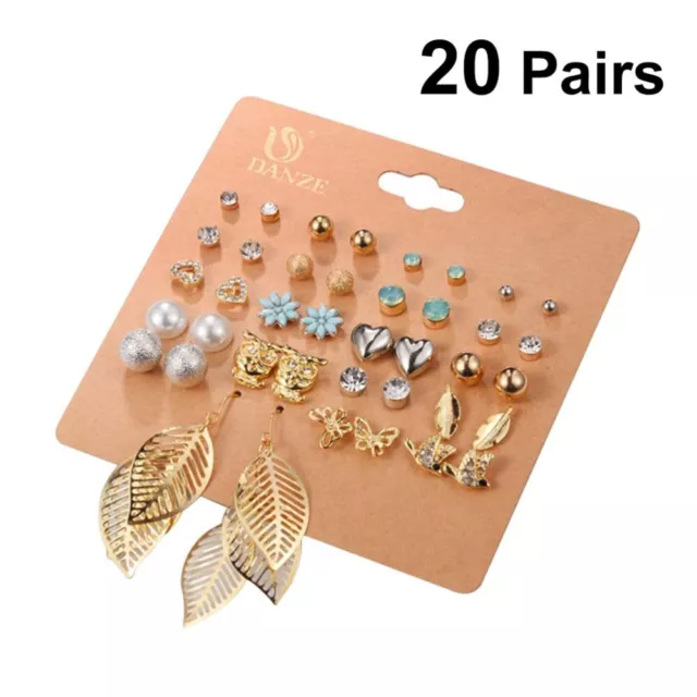 20 Pairs Earrings Rhinestone Earrings Charm Earrings Exaggerate Ear Studs