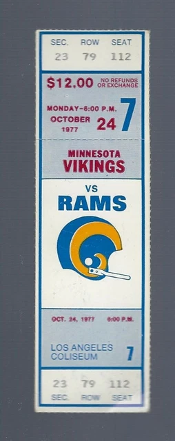 Vince Ferragamo Debut 1977 Nfl Minnesota Vikings @ Los Angeles Rams Full Ticket