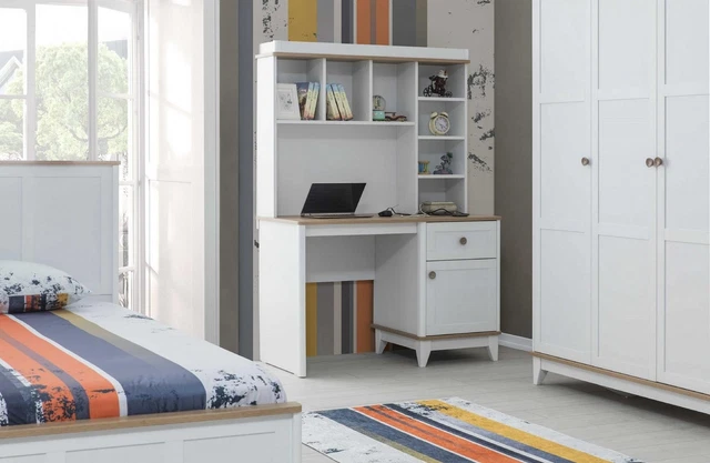 Tavolo in legno scrivania scaffali tavolo per computer legno bianco cameretta bambini