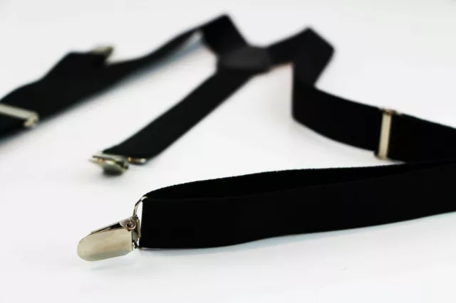 Black Mens Womens Suspenders Unisex Braces Adjustable Formal Wedding