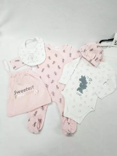 DISNEY lot bébé pyjama, body, bonnet, bavoir et sac MINNIE 9 mois (71 cm) rose