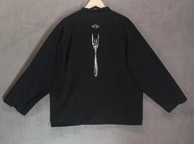 Happy Chef•Hard Rock Cafe Kitchen Chef's Coat Size Lg. W/Save The Planet Pin
