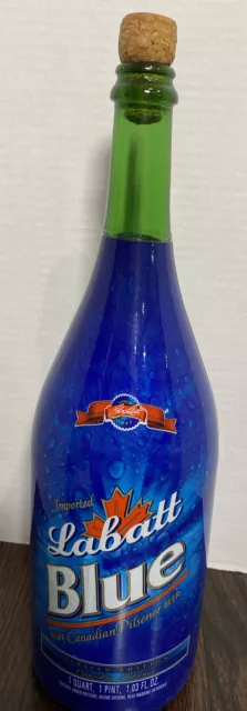 LABATT BLUE Ltd. Ed. Canadian Pilsener Beer 1 qt. Empty Glass Bottle 15” Tall