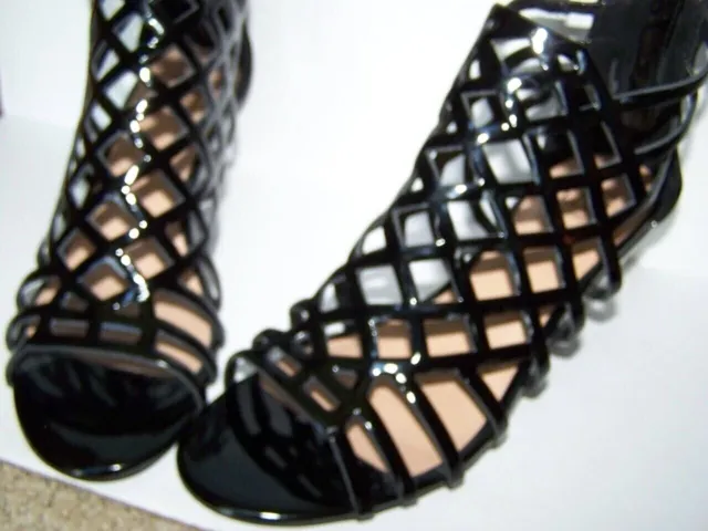 NEW! Sandals Material Girl Brand Women's 6.5 HENIE Black CAGE Glads Wedge Shoe