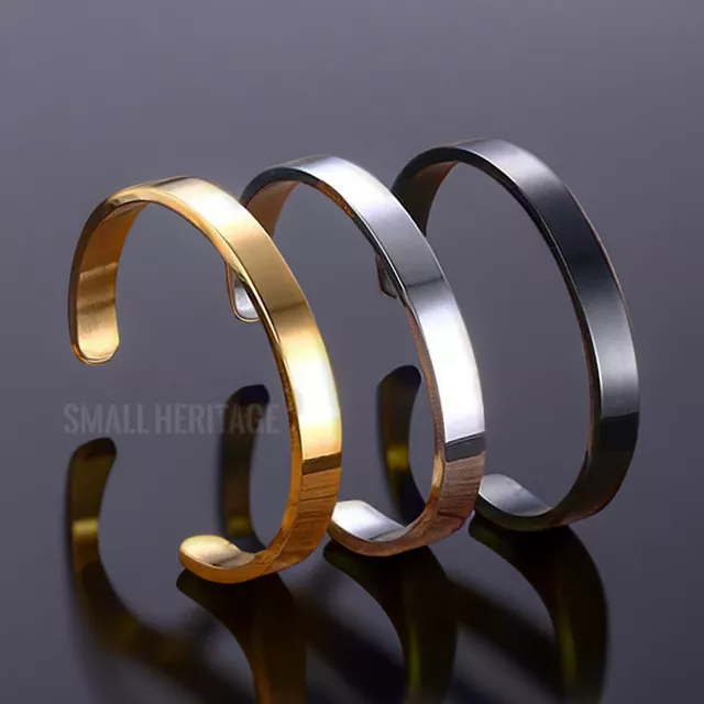 Men's Cuff Bracelet Stainless Steel Bangle Gold Silver Black Viking Norse