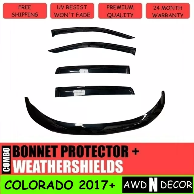 Bonnet Protector + Weather Shields Suit Holden Colorado Rg Dual Cab 2016-2020