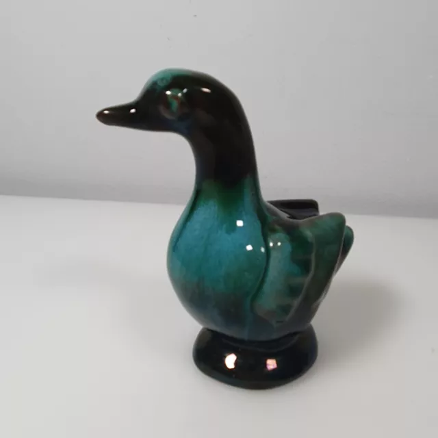 Blue Mountain Pottery Duck Goose 4.5" Tall Green Drip Glaze