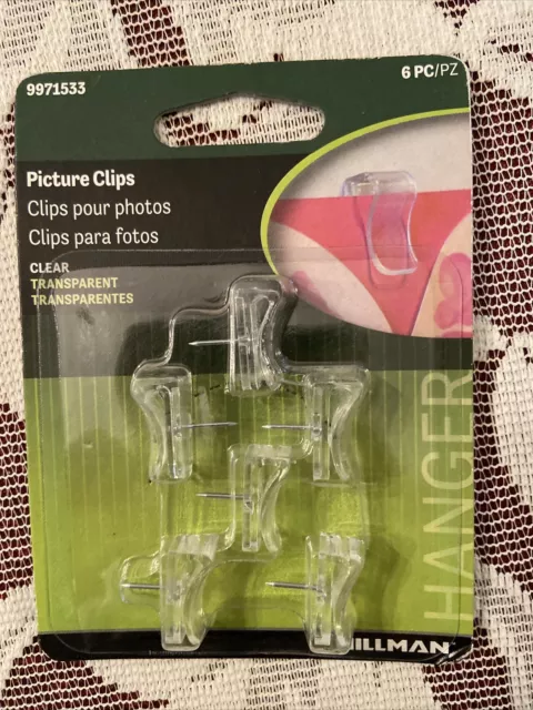 Hillman PICTURE HANGER CLIPS - CLEAR - 6 pcs