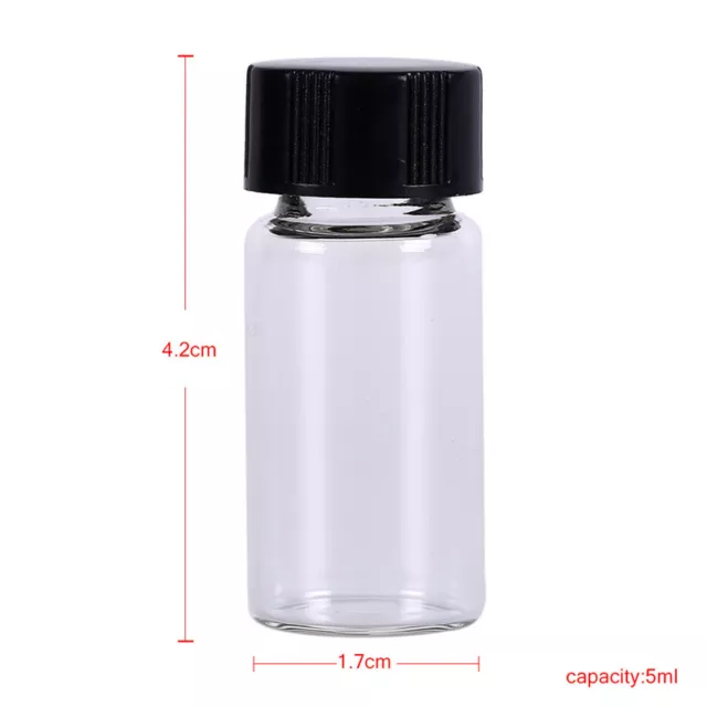 5pcs 5ml small cute lab glass vials bottles clear containers with screw cap_- Sn