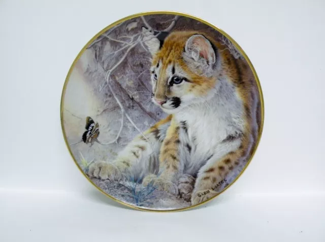 Franklin Mint Collector Display Plate - First Encounter vgc (8 1/8") Leopard cub