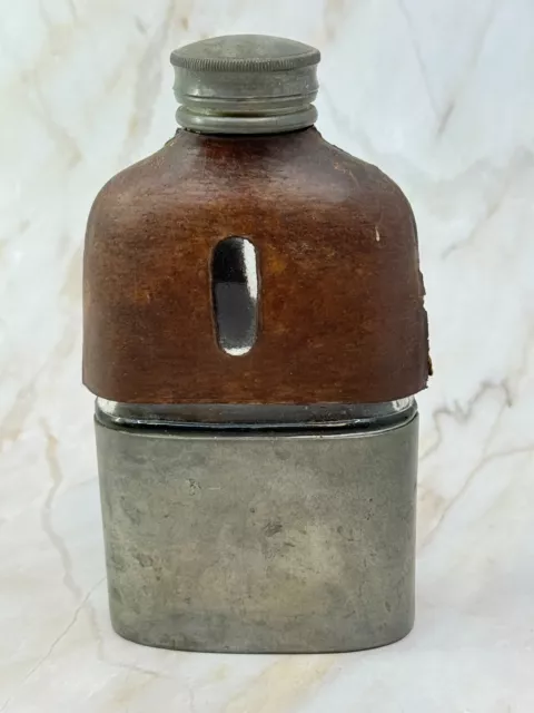 VINTAGE SILVERPLATE BROOKS Brothers Flask Leather and Silver $52.31 ...