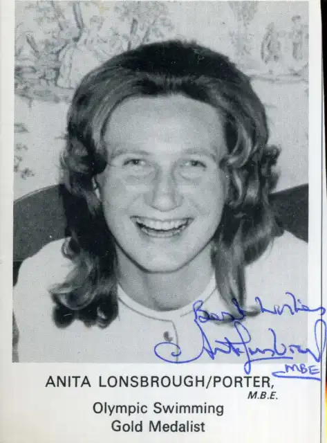 ANITA LONSBROUGH Signed Photograph - Olympics 200m Swimming Champion - preprint