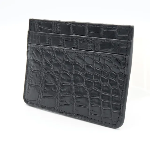 New Black Genuine Crocodile Alligator Leather Skin Mens Credit Card Slim Wallet.