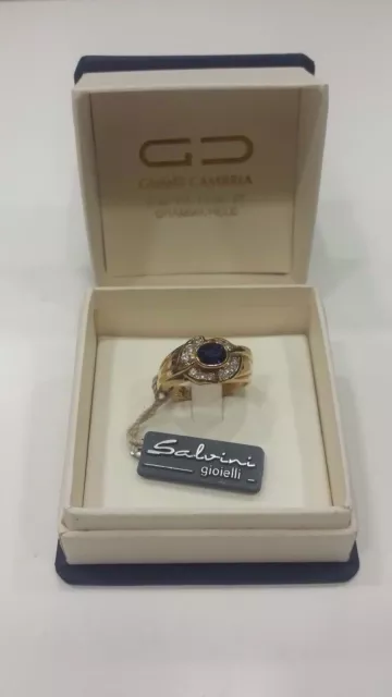 ANELLO SALVINI DONNA IN ORO 18 KT CON PAVÈ DI DIAMANTI e ZAFFIRO