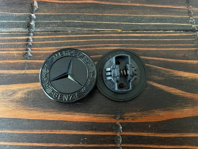 Matte Black 57mm Flat Hood Emblem With Laurel Wreath – Fits Mercedes-Benz