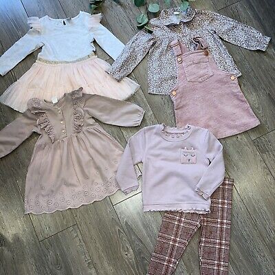NEXT H&m TU baby girls pink autumn winter bundle dress jumper leggings age 18-24