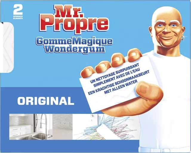 Mr Propre Gomme Magique Original, 2X Éponges, Nettoyage Toutes Surfaces, Élimine