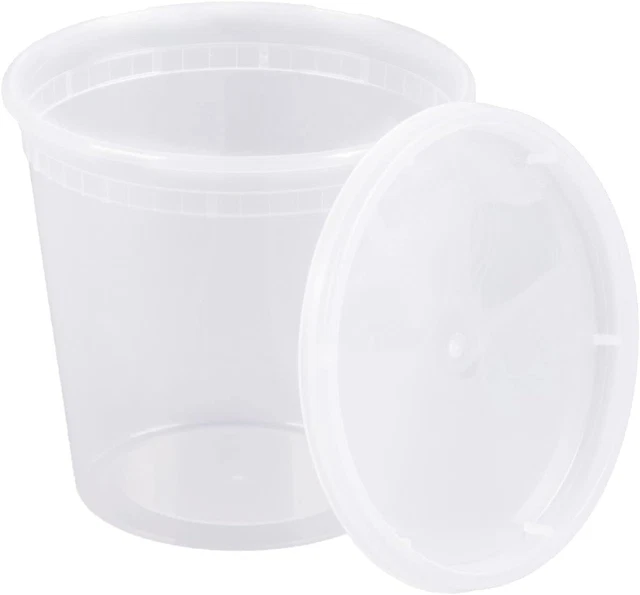 4U'LIFE Microwavable Translucent Plastic Deli Container and Lid Combo Pack (24 O
