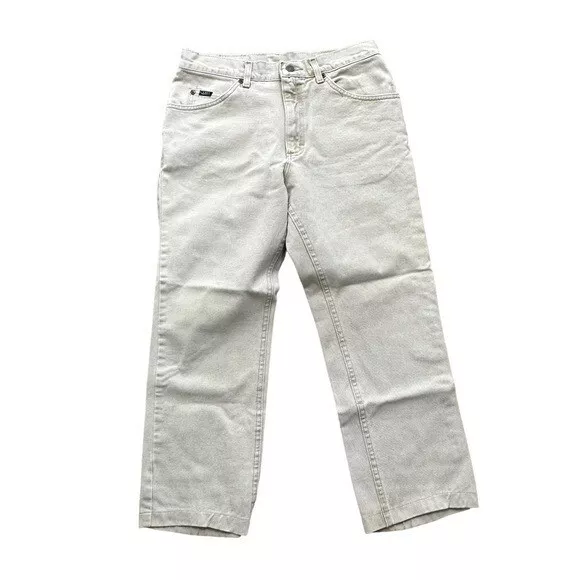 Vintage Lee Jeans Men's W33 Tan Denim Straight Leg Pants Hemmed High Rise
