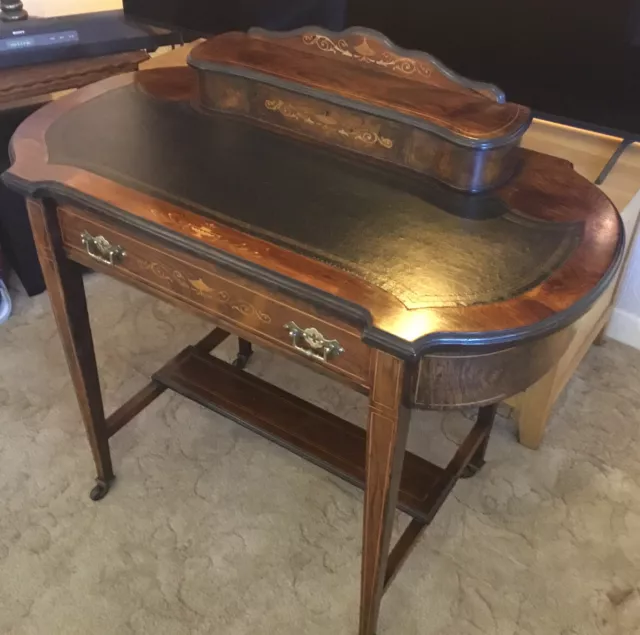 A Beautiful Antique, Rosewood Inlaid Writing Desk / Table Circa 1900.
