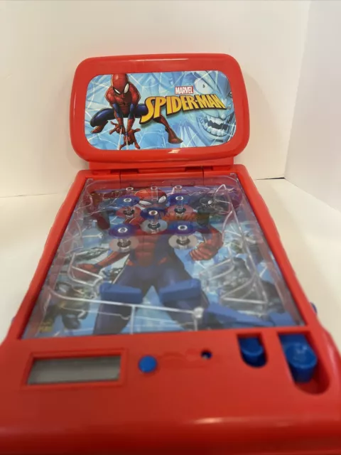 Spiderman Small Table Top Pinball Game Marvel Tested Works Not Legs For Tilting