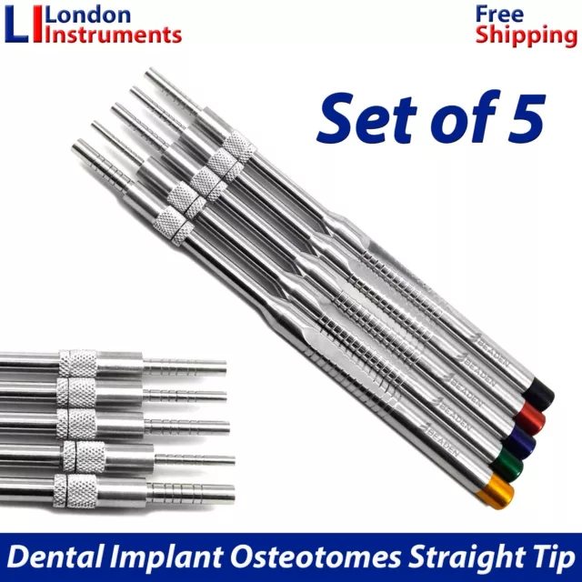 Dental Implant Osteotomes Kit Concave Straight Sinus Lift Instruments Set of 5
