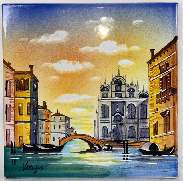 VENEZIA Venice Made in Italy Canal HandPainted Ceramic Tile 8x8 La Ceramica