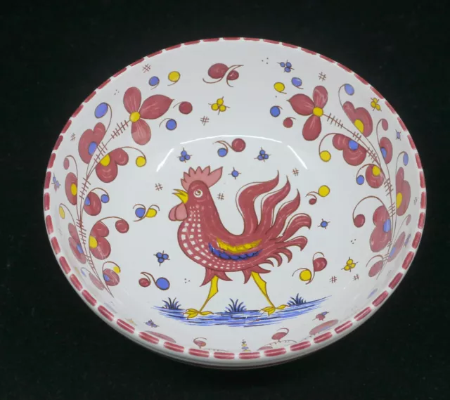 Vintage Red Rooster Hand Painted Art Pottery Bowl, Pv Italy?
