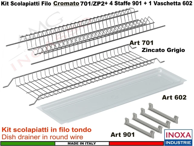 KIT Scolapiatti  Acciaio Cromato da Incasso 56-76-86 cm per Pensile da 60-80-90
