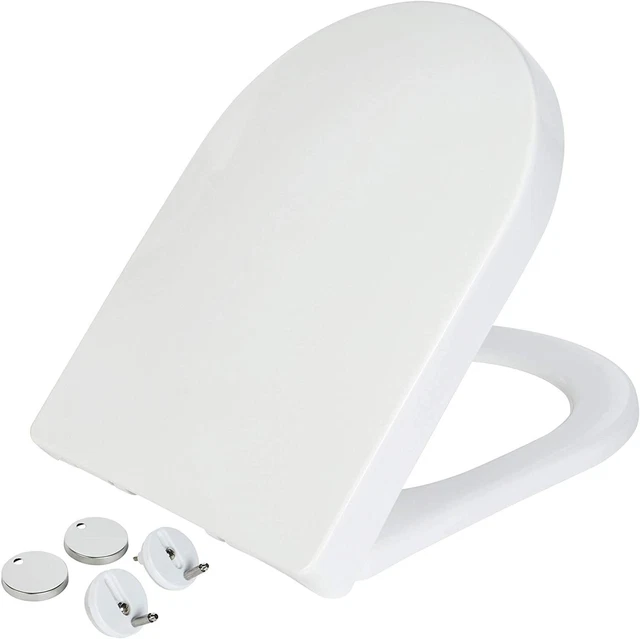 LUXURY D SHAPE Heavy Duty Soft Close Toilet Bathroom Seat With Top